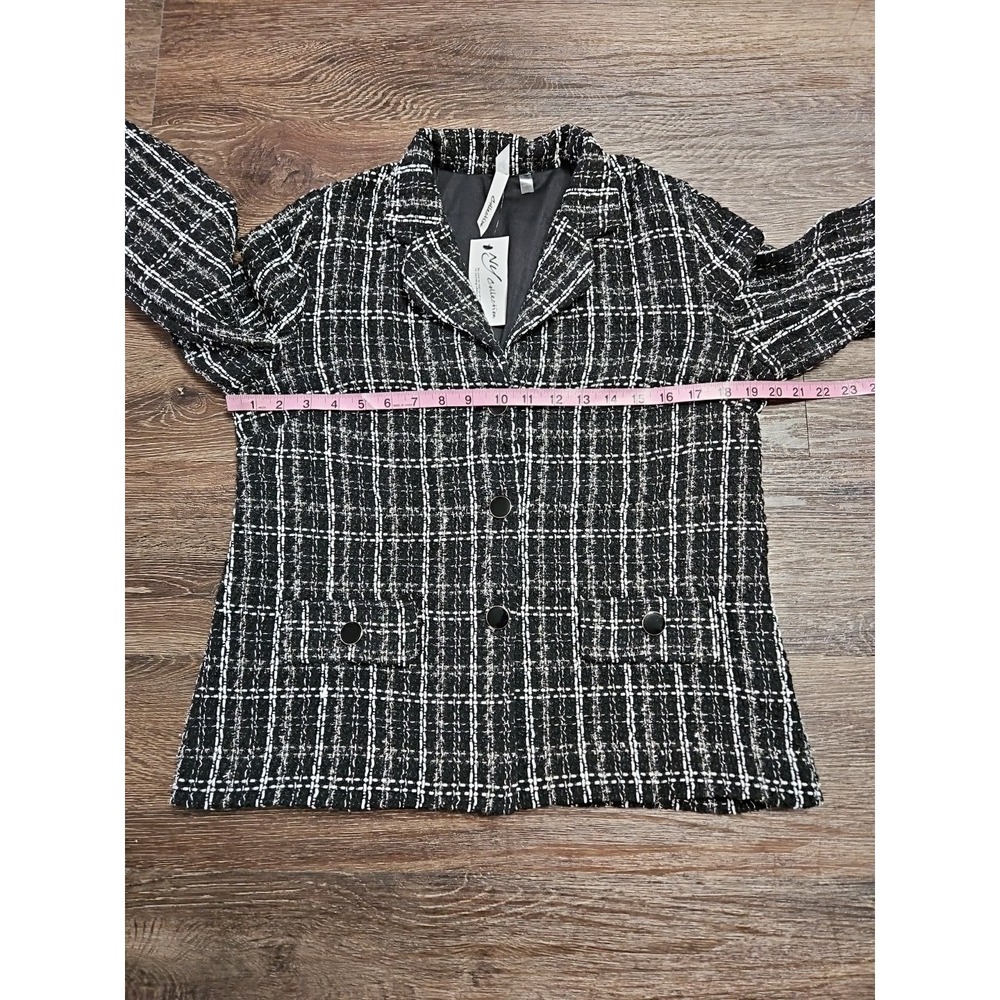 NY Collection Womens 2 Piece Tweed Dress Suit, In Black,White Medium - Picture 10 of 15